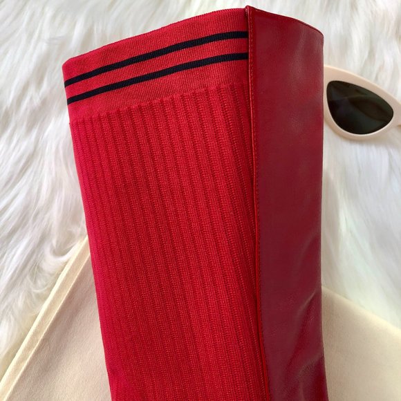 FENDI Women's Red Leather Thigh High Boots Size 38 1/2 - Picture 6 of 14